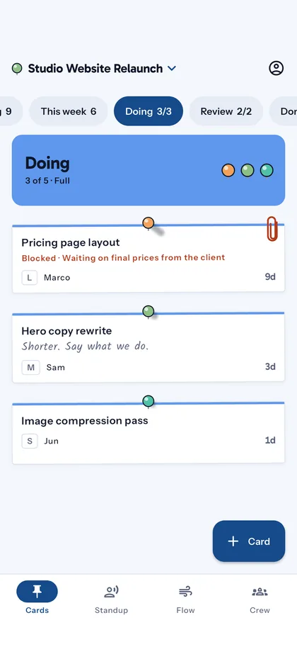 Columns with a real limit — Crewora screen