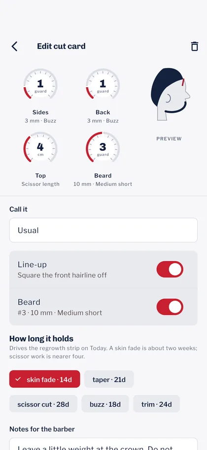 Dial the cut in once — Shearora screen